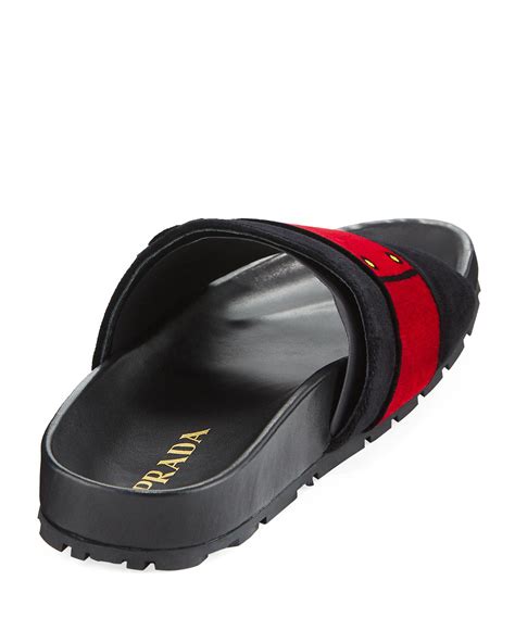 slide prada|prada flat velvet slides.